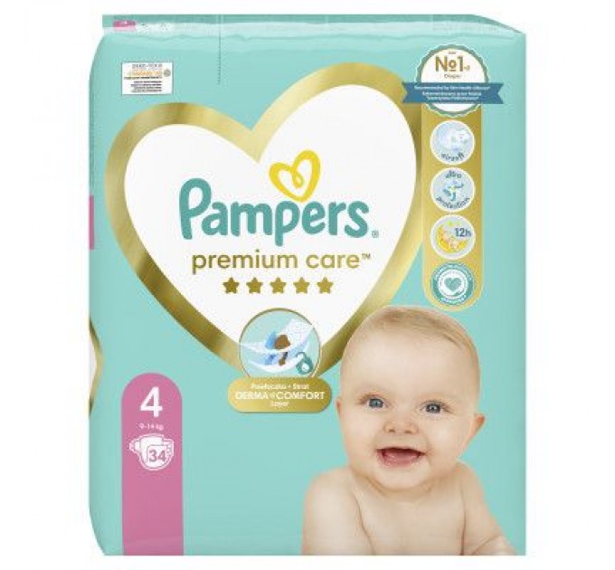 Pampers Підгузки Pampers Premium Care Maxi Розмір 4 (9-14 кг) 34 шт (8001090379368)