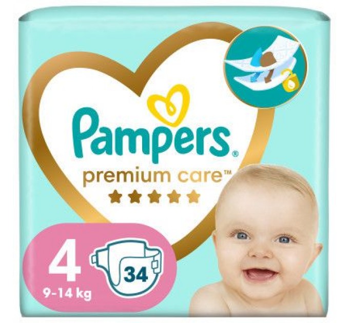 Pampers Підгузки Pampers Premium Care Maxi Розмір 4 (9-14 кг) 34 шт (8001090379368)