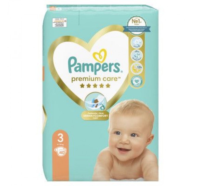 Підгузки Pampers Premium Care Midi Розмір 3 (6-10 кг) 40 шт (8001090379337)
