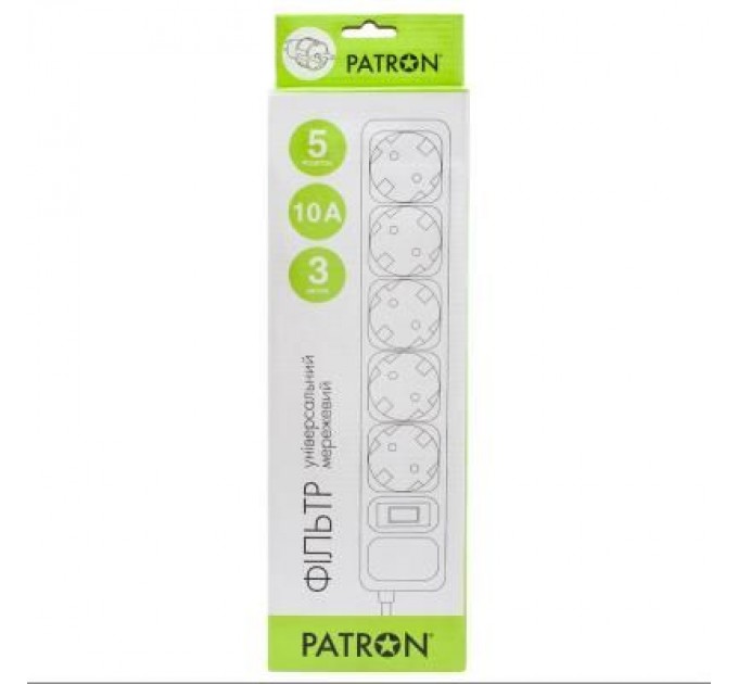 Patron Мережевий фільтр живлення Patron 3.0 m3*1mm2 (SP-1053) 5 розеток BLACK (EXT-PN-SP-1053)