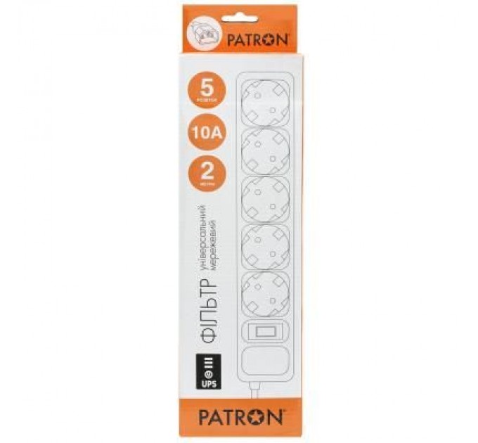 Patron Мережевий фільтр живлення Patron 2 m3*1mm2 (SP-1055U) 5 розеток BLACK (EXT-PN-SP-1055U)