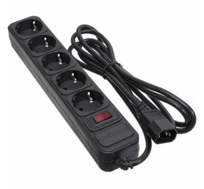 Patron Мережевий фільтр живлення Patron 2 m3*1mm2 (SP-1055U) 5 розеток BLACK (EXT-PN-SP-1055U)
