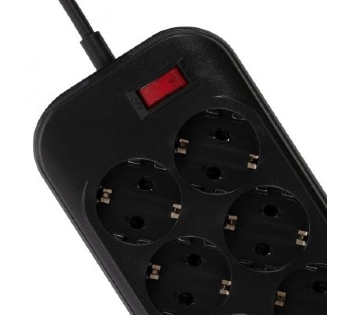 ColorWay Мережевий фільтр живлення ColorWay CW-CHE64B, 6 розеток/4USB Black (CW-CHE64B)