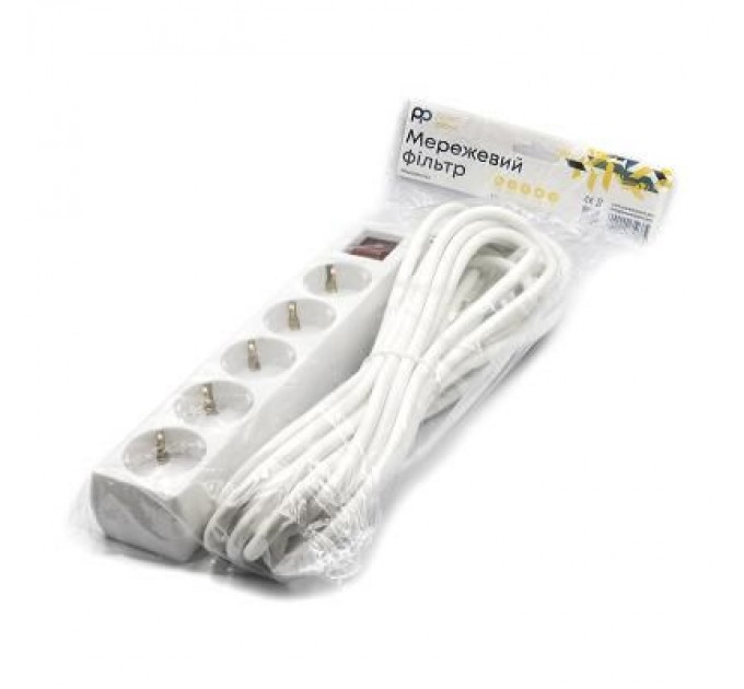 Мережевий фільтр живлення PowerPlant 7 м, 5 розеток, 3x1мм2 (PPSA08M70S5)