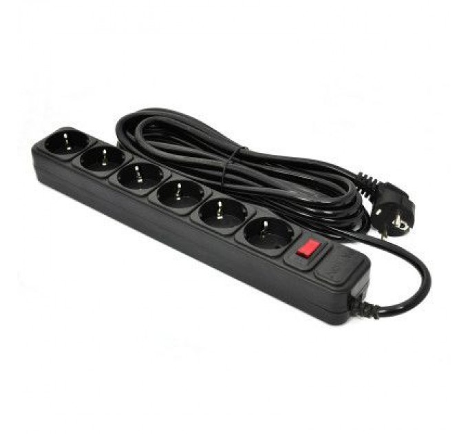 Patron Мережевий фільтр живлення Patron 5.0 m, 3*1.5mm2 (SP-1655) 6 розеток BLACK (EXT-PN-SP-1665)