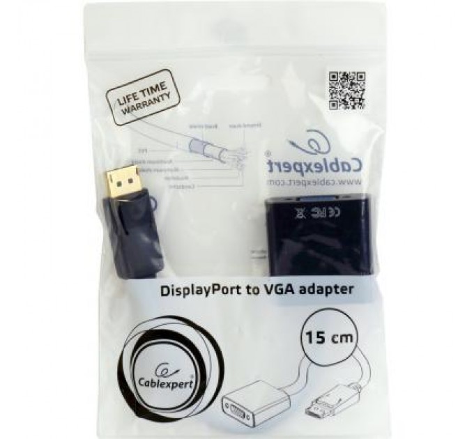 Cablexpert Перехідник DisplayPort to VGA Cablexpert (A-DPM-VGAF-02-W)