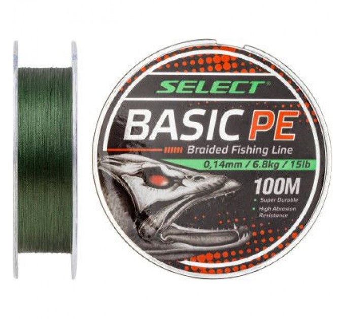 Select Шнур Select Basic PE 100m Dark Green 0.08mm 8lb/4kg (1870.27.59)