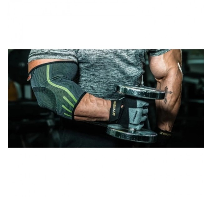 MadMax Фіксатор ліктя MadMax MFA-283 3D Compressive elbow support Dark grey/Neon green S (MFA-283_S)