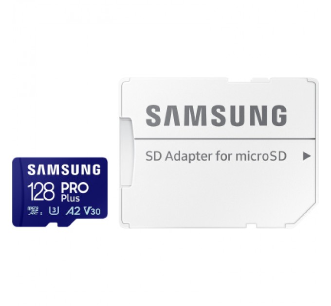 Карта пам'яті Samsung 128 GB microSDXC Pro Plus UHS-I U3 V30 A2 Class 10 + SD-adapter (MB-MD128SA/EU)