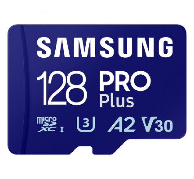 Карта пам'яті Samsung 128 GB microSDXC Pro Plus UHS-I U3 V30 A2 Class 10 + SD-adapter (MB-MD128SA/EU)