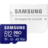 Карта пам'яті Samsung 512 GB microSDXC Pro Plus UHS-I U3 V30 A2 Class 10 + SD-adap (MB-MD512SA/EU)