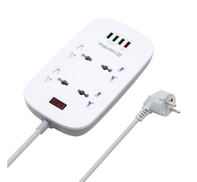 ColorWay Мережевий фільтр живлення ColorWay 4 розетки/4USB White 1.8м (1QC3.0 + 3 AUTO ID) (CW-CHU44QW)