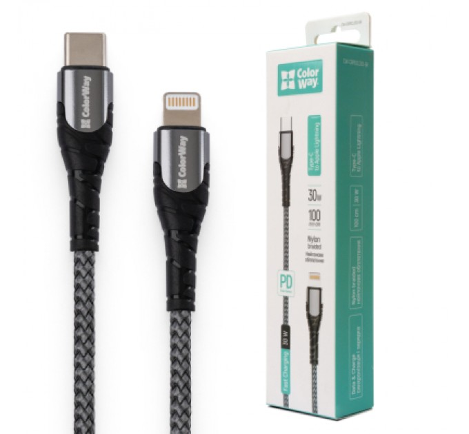 ColorWay Дата кабель USB-C to Lightning 1.0m ColorWay (CW-CBPDCL033-GR)