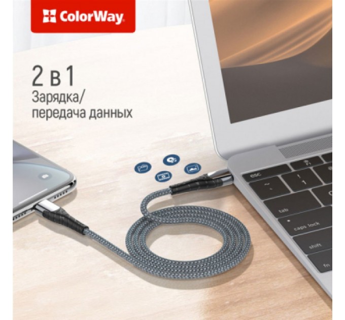 ColorWay Дата кабель USB-C to Lightning 1.0m ColorWay (CW-CBPDCL033-GR)