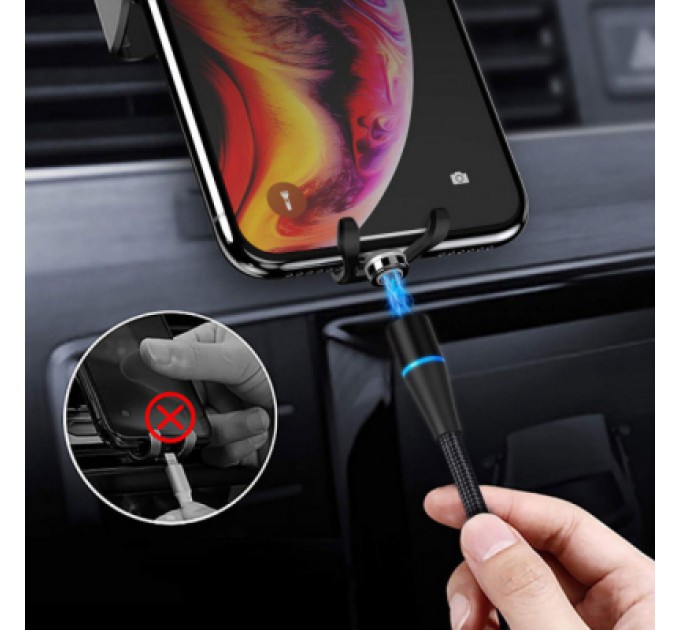 ColorWay Дата кабель USB 2.0 AM to Lightning + Micro 5P + Type-C 1.0m Magnetic ColorWay (CW-CBUU038-BK)