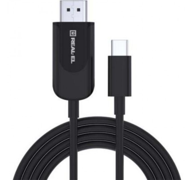 REAL-EL Дата кабель USB 2.0 AM to Type-C 1.0m Leather Premium black-silver REAL-EL (EL123500049)