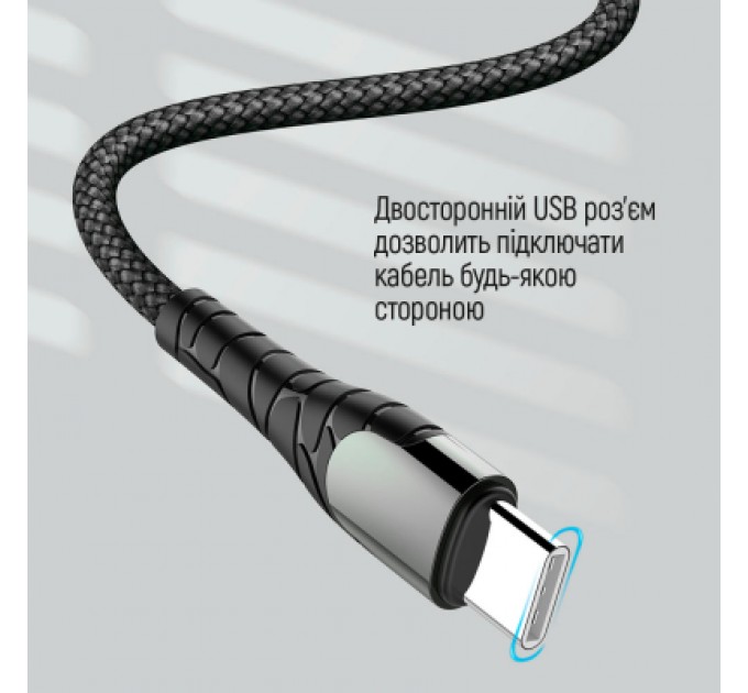 ColorWay Дата кабель USB-C to USB-C 1.0m PD Fast Charging 65W 3А grey ColorWay (CW-CBPDCC040-GR)