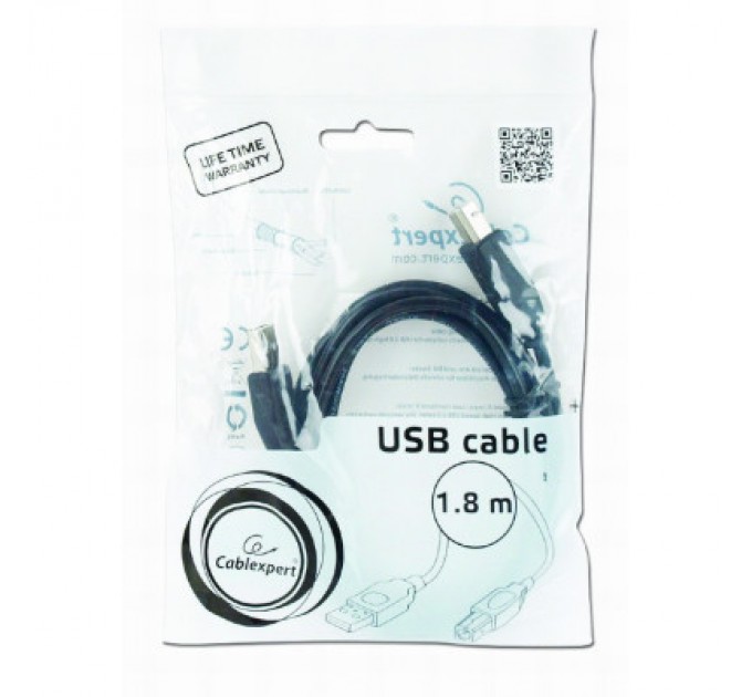 Кабель для принтера USB 2.0 AM/BM 1.8m Cablexpert (CCBP-USB2-AMBM-6)