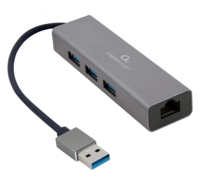 Адаптер USB-A to Gigabit Ethernet, 3 Ports USB 3.1 Gen1 Cablexpert (A-AMU3-LAN-01)