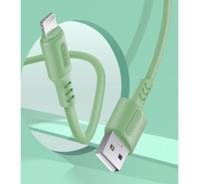 ColorWay Дата кабель USB 2.0 AM to Lightning 1.0m soft silicone green ColorWay (CW-CBUL042-GR)