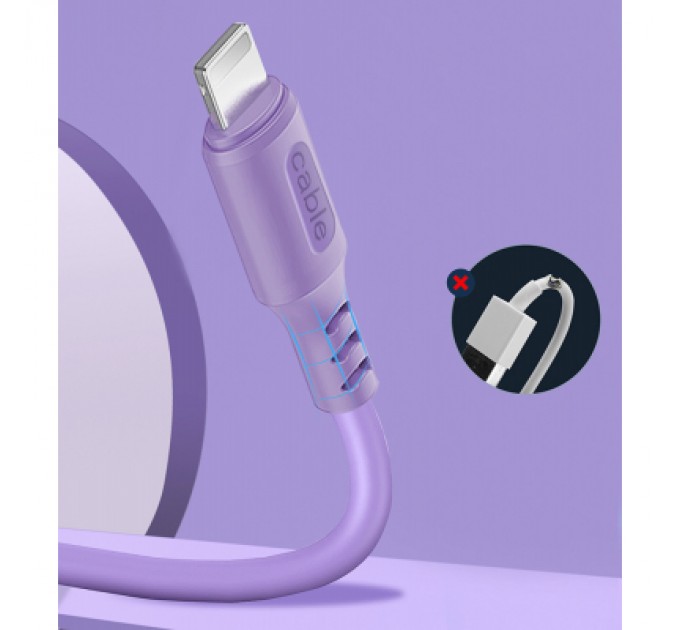 ColorWay Дата кабель USB 2.0 AM to Lightning 1.0m soft silicone violet ColorWay (CW-CBUL044-PU)
