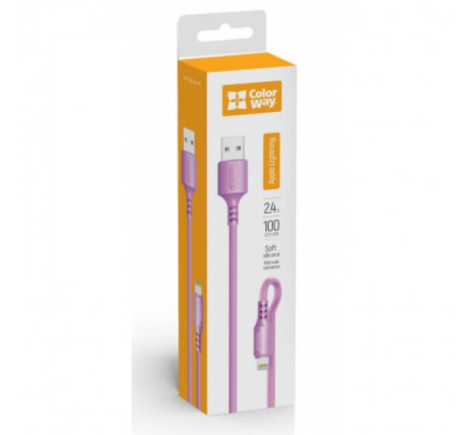 ColorWay Дата кабель USB 2.0 AM to Lightning 1.0m soft silicone violet ColorWay (CW-CBUL044-PU)