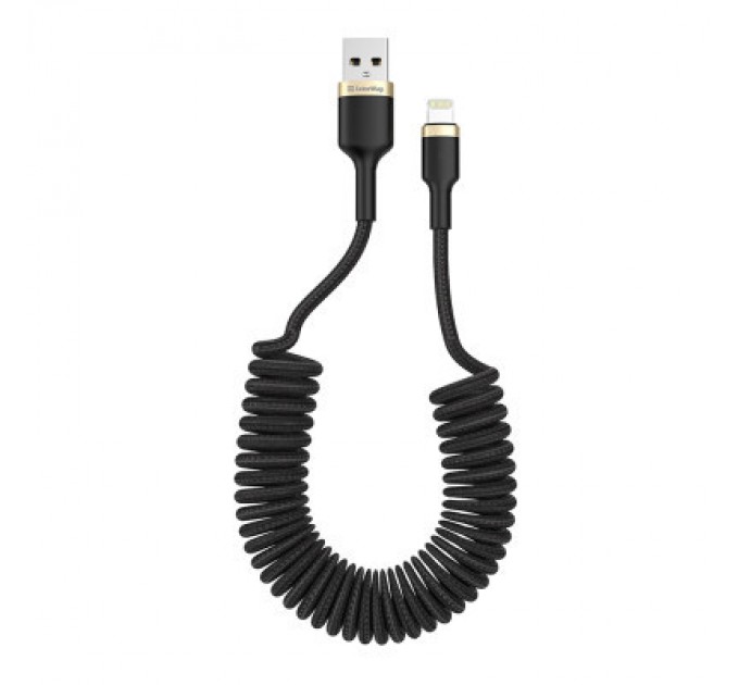 ColorWay Дата кабель USB 2.0 AM to Lightning 1.0m spiral black ColorWay (CW-CBUL051-BK)