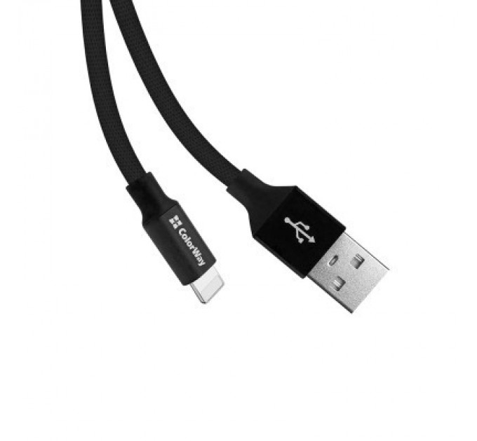 Дата кабель USB 2.0 AM to Lightning 0.25m black ColorWay (CW-CBUL048-BK)