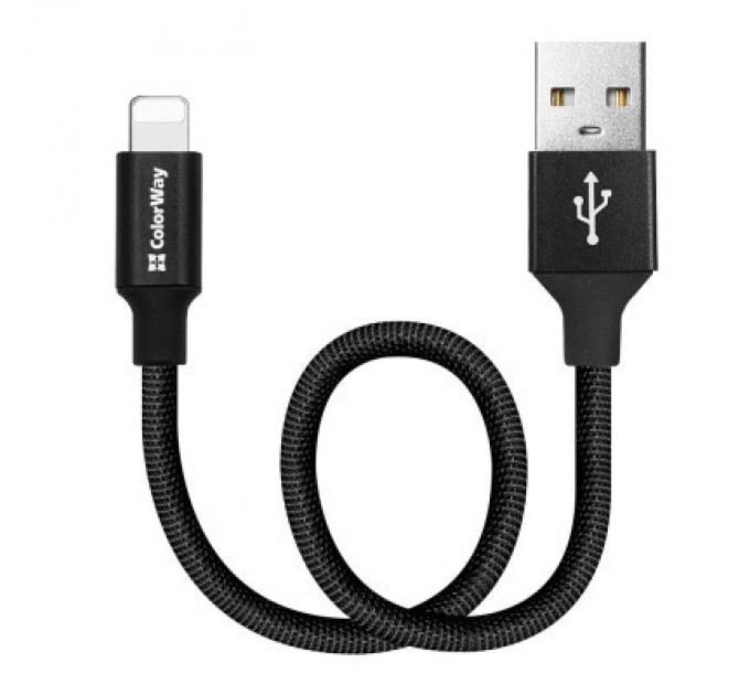 Дата кабель USB 2.0 AM to Lightning 0.25m black ColorWay (CW-CBUL048-BK)