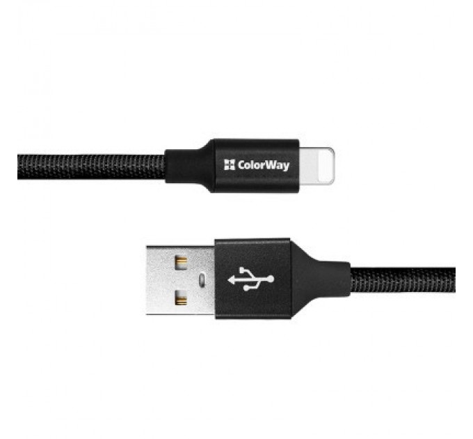 Дата кабель USB 2.0 AM to Lightning 0.25m black ColorWay (CW-CBUL048-BK)