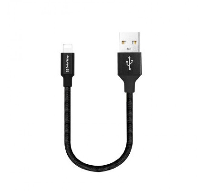 Дата кабель USB 2.0 AM to Lightning 0.25m black ColorWay (CW-CBUL048-BK)