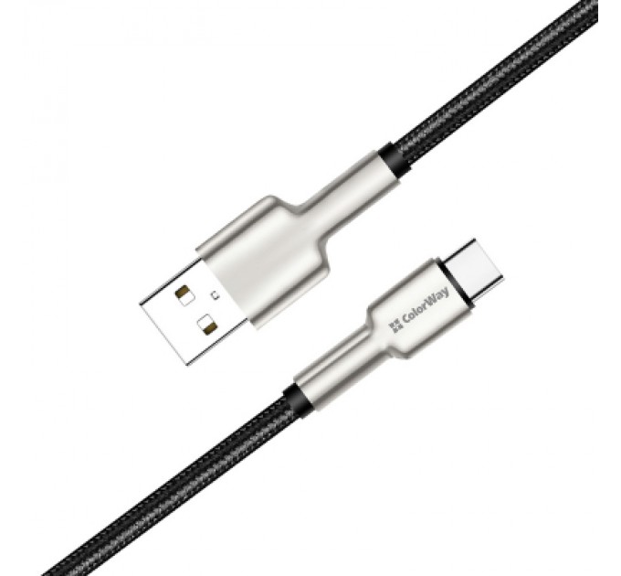 ColorWay Дата кабель USB 2.0 AM to Type-C 1.0m head metal black ColorWay (CW-CBUC046-BK)