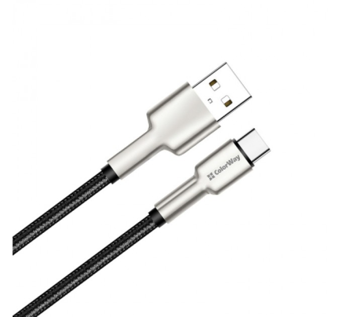 ColorWay Дата кабель USB 2.0 AM to Type-C 1.0m head metal black ColorWay (CW-CBUC046-BK)