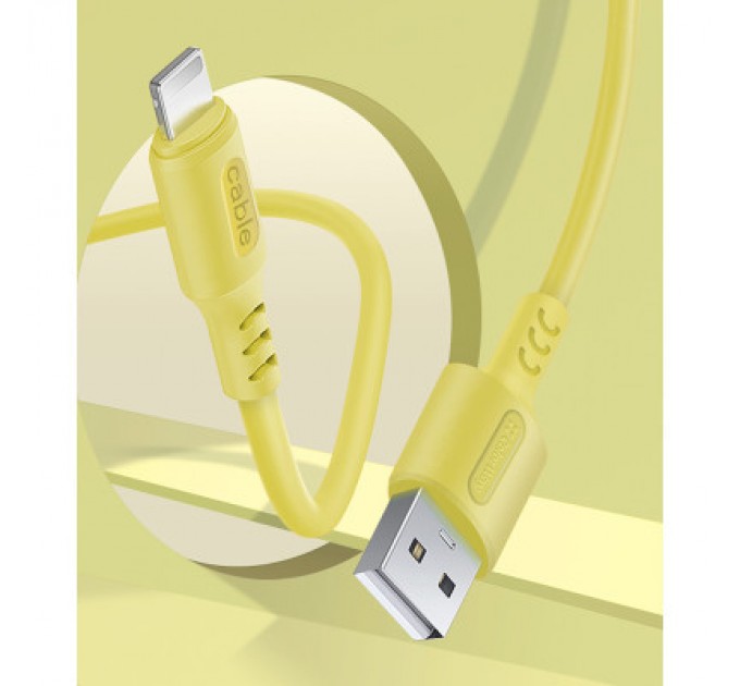 Дата кабель USB 2.0 AM to Type-C 1.0m soft silicone yellow ColorWay (CW-CBUC043-Y)