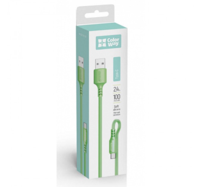 ColorWay Дата кабель USB 2.0 AM to Type-C 1.0m soft silicone green ColorWay (CW-CBUC042-GR)