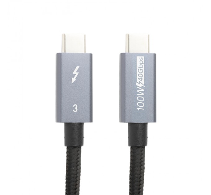 PowerPlant Дата кабель USB-C to USB-C 1.0m Thunderbolt 3 40Gbps, 100W, 20V/ 5A, 4K/ PowerPlant (CA913336)