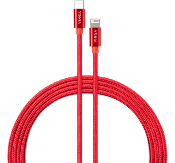 Vinga Дата кабель USB-C to Lightning 1.0m 20W Nylon Red Vinga (VCDCCLM531)