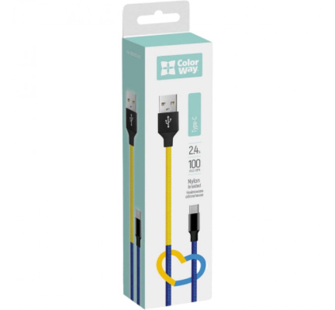 ColorWay Дата кабель USB 2.0 AM to Type-C 1.0m National ColorWay (CW-CBUC052-BLY)