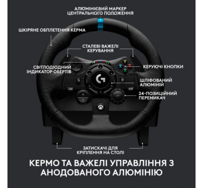 Кермо Logitech G923 Racing Wheel and Pedals for Xbox One and PC Black (941-000158)