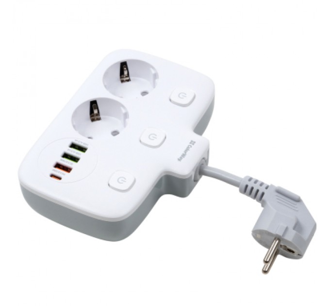 Мережевий фільтр живлення ColorWay CW-CHE24PDW 2 розетки/4USB (CW-CHE24PDW)