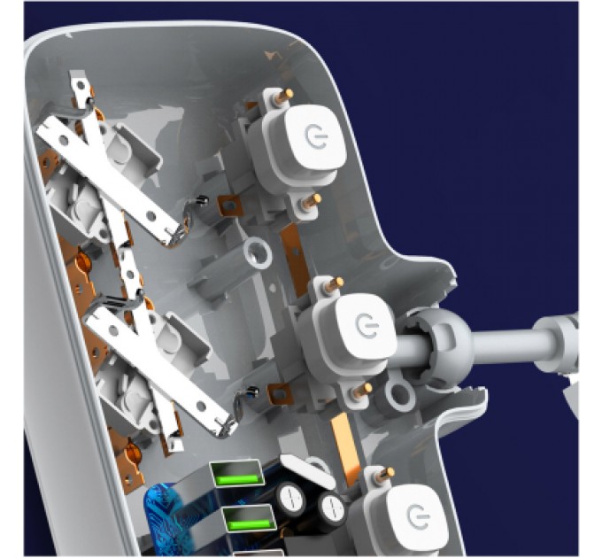 Мережевий фільтр живлення ColorWay CW-CHE24PDW 2 розетки/4USB (CW-CHE24PDW)