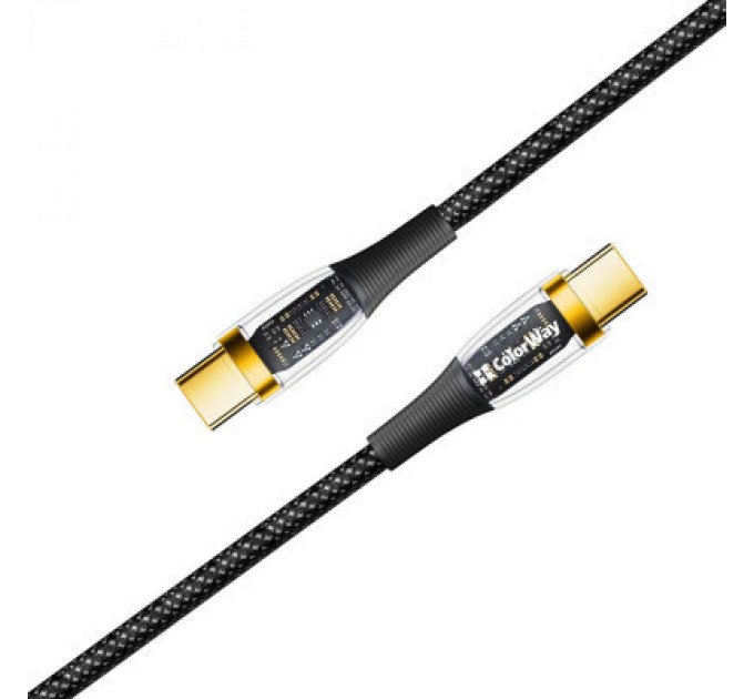 Дата кабель USB-C to USB-C 1.2m 5A 100W transparent head ColorWay (CW-CBPDCC053-BK)