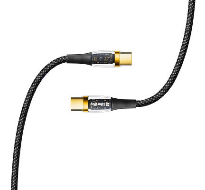 Дата кабель USB-C to USB-C 1.2m 5A 100W transparent head ColorWay (CW-CBPDCC053-BK)