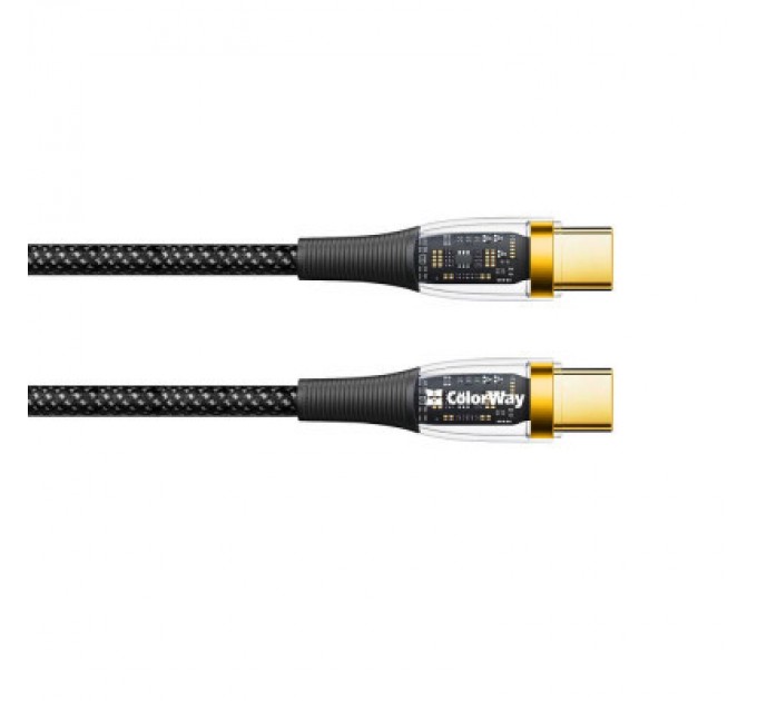 Дата кабель USB-C to USB-C 1.2m 5A 100W transparent head ColorWay (CW-CBPDCC053-BK)