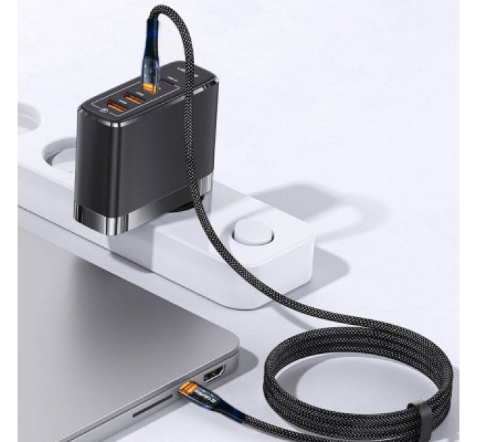 Дата кабель USB-C to USB-C 1.2m 5A 100W transparent head ColorWay (CW-CBPDCC053-BK)