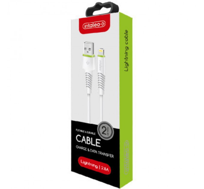 Дата кабель USB 2.0 AM to Lightning 2.0m CBFLEXL2 white Intaleo (1283126521416)