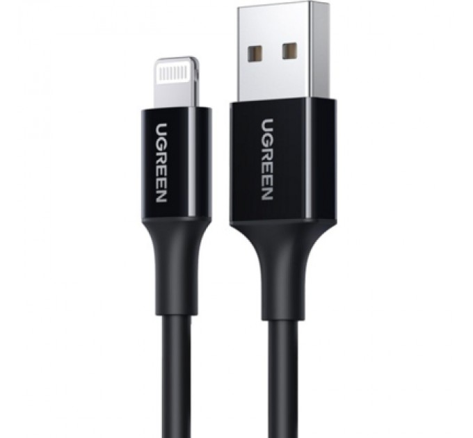 Ugreen Дата кабель USB 2.0 AM to Lightning 2.0m US155 2.4A, Nickel Plating ABS Shell Black Ugreen (80823)