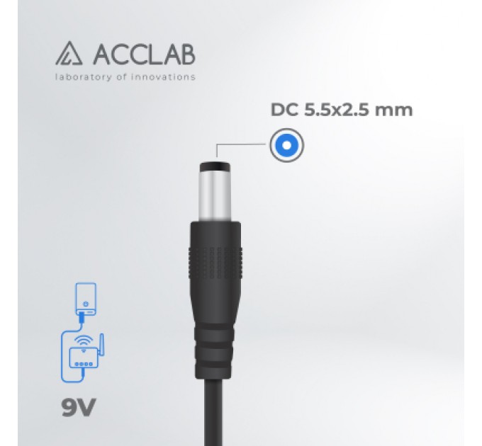 ACCLAB Кабель живлення USB to DC 5.5х2.5mm 9V 1A ACCLAB (1283126565113)