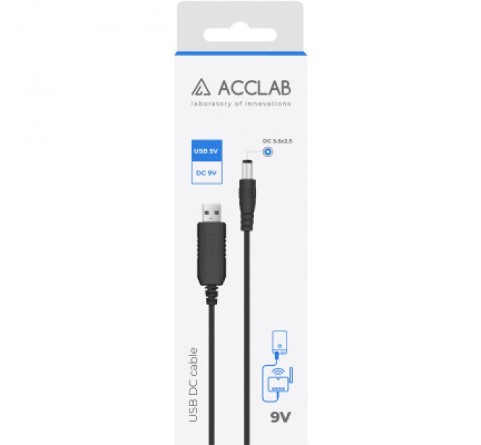 ACCLAB Кабель живлення USB to DC 5.5х2.5mm 9V 1A ACCLAB (1283126565113)