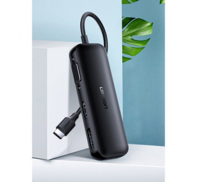 Ugreen Перехідник USB2.0 Type-C to VGA V1.2/HDMI V2.0b/DP V1.2a CM260 black Ugreen (60568)
